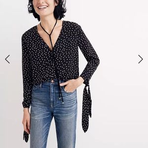 Madewell Silk Star Scatter Tie-Sleeve Top